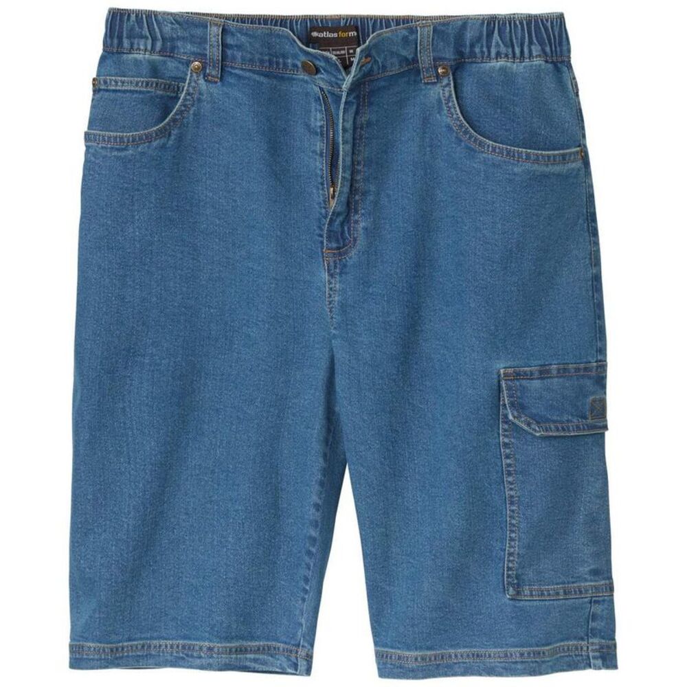 Atlas For Men Mens Denim Cargo Shorts / Blue